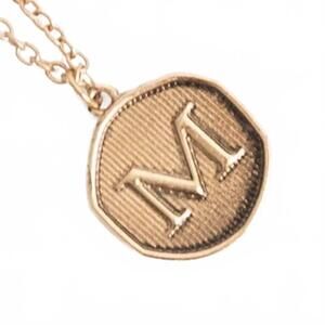 NEW FUNKY MONKEY women's initial letter m coin layering necklace in gold